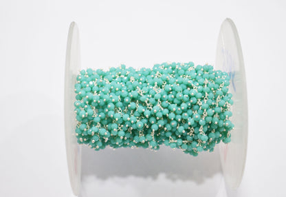 Amazonite Hydro Quartz Faceted Rondelle Shape Dangling Chain , 3 - 3.50 mm , RB-5385