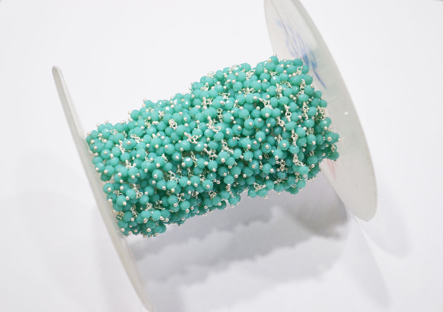 Amazonite Hydro Quartz Faceted Rondelle Shape Dangling Chain , 3 - 3.50 mm , RB-5385