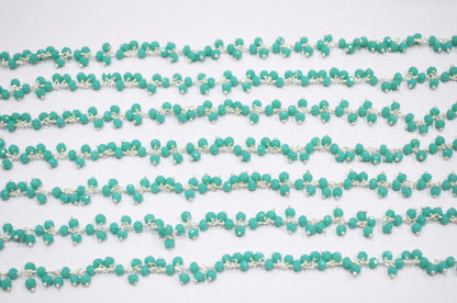 Amazonite Hydro Quartz Faceted Rondelle Shape Dangling Chain , 3 - 3.50 mm , RB-5385