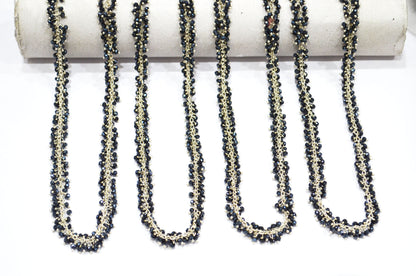 Mystic Black Spinel Hydro Quartz Faceted Rondelle Shape Angoori Cluster Chain , 3 - 3.50 mm , RB-5388A