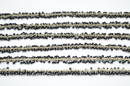 Mystic Black Spinel Hydro Quartz Faceted Rondelle Shape Angoori Cluster Chain , 3 - 3.50 mm , RB-5388A