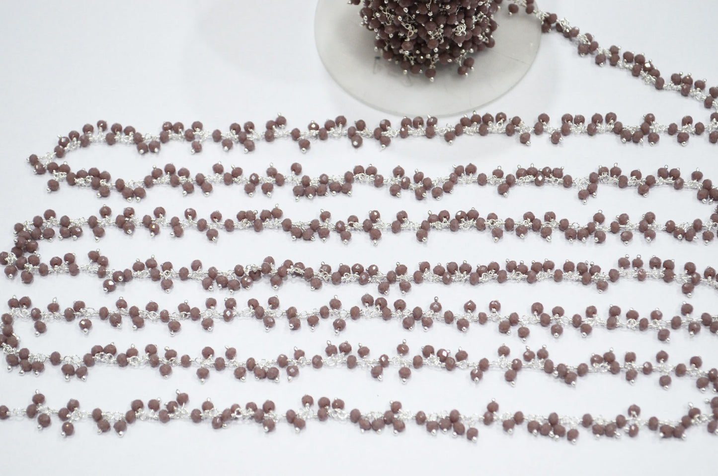 Lavender Hydro Quartz Faceted Rondelle Shape Dangling Chain , 3 - 3.50 mm , RB-5388