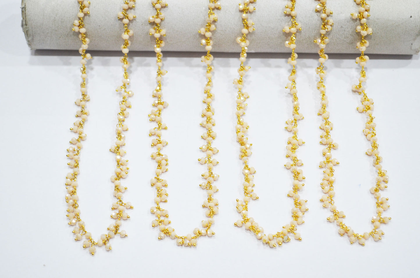 Mystic Champagne Hydro Quartz Faceted Rondelle Shape Dangling Chain , 3 - 3.50 mm , RB-5389A