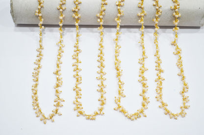 Mystic Champagne Hydro Quartz Faceted Rondelle Shape Dangling Chain , 3 - 3.50 mm , RB-5389A