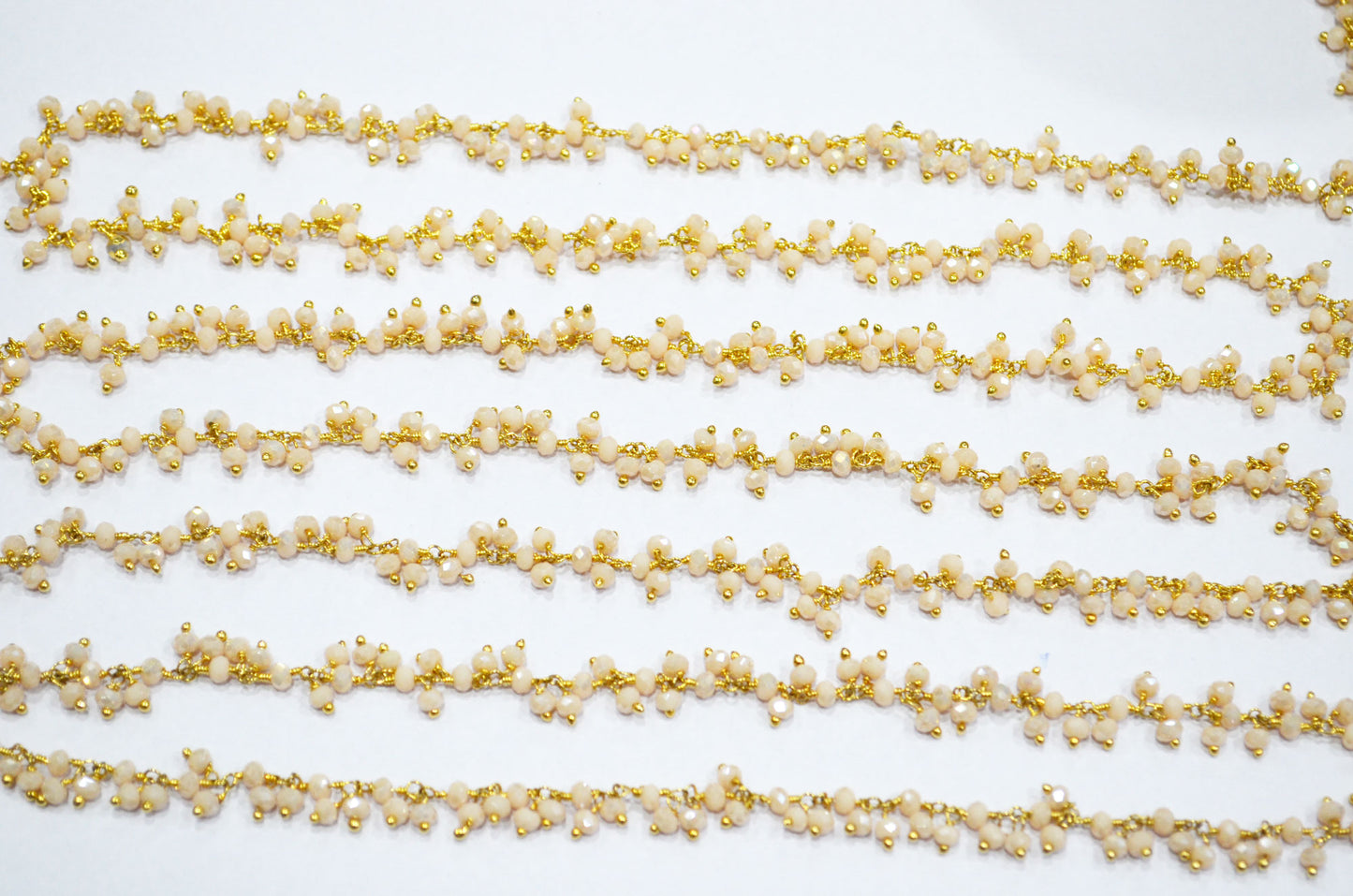 Mystic Champagne Hydro Quartz Faceted Rondelle Shape Dangling Chain , 3 - 3.50 mm , RB-5389A