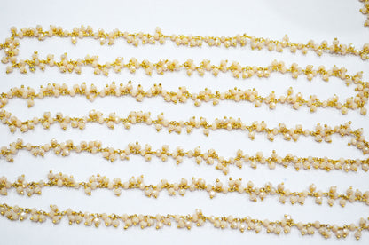 Mystic Champagne Hydro Quartz Faceted Rondelle Shape Dangling Chain , 3 - 3.50 mm , RB-5389A