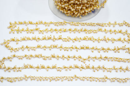 Mystic Champagne Hydro Quartz Faceted Rondelle Shape Dangling Chain , 3 - 3.50 mm , RB-5389A