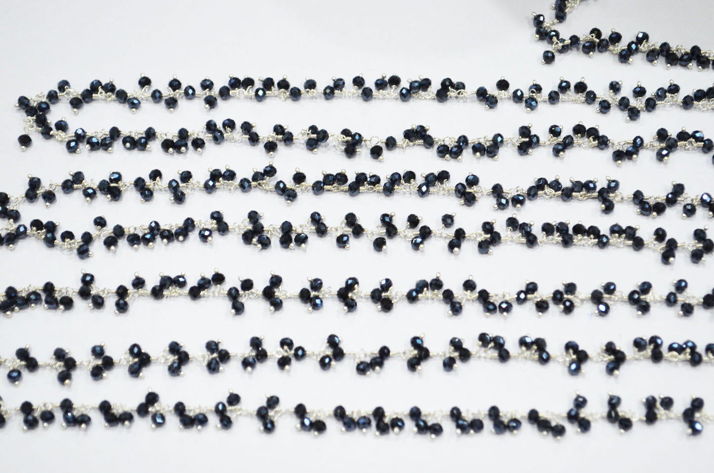 Mystic Black Spinel Hydro Quartz Faceted Rondelle Shape Dangling Chain , 3 - 3.50 mm , RB-5389