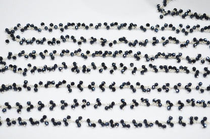Mystic Black Spinel Hydro Quartz Faceted Rondelle Shape Dangling Chain , 3 - 3.50 mm , RB-5389