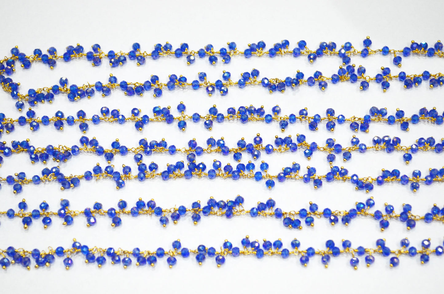 Mystic Kyanite Coated Hydro Quartz Faceted Rondelle Shape Dangling Chain , 3 - 3.50 mm , RB-5391