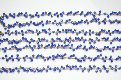 Mystic Kyanite Coated Hydro Quartz Faceted Rondelle Shape Dangling Chain , 3 - 3.50 mm , RB-5391