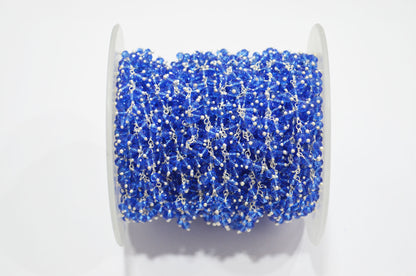 Blue Hydro Quartz Faceted Rondelle Shape Dangling Chain , 3 - 3.50 mm , RB-5392