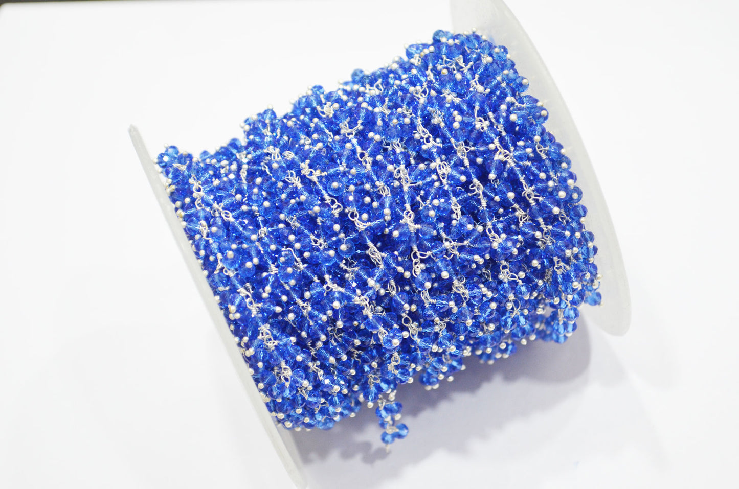 Blue Hydro Quartz Faceted Rondelle Shape Dangling Chain , 3 - 3.50 mm , RB-5392