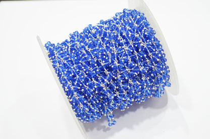 Blue Hydro Quartz Faceted Rondelle Shape Dangling Chain , 3 - 3.50 mm , RB-5392