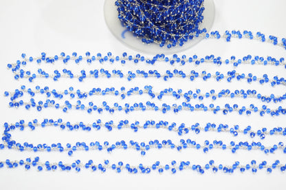 Blue Hydro Quartz Faceted Rondelle Shape Dangling Chain , 3 - 3.50 mm , RB-5392