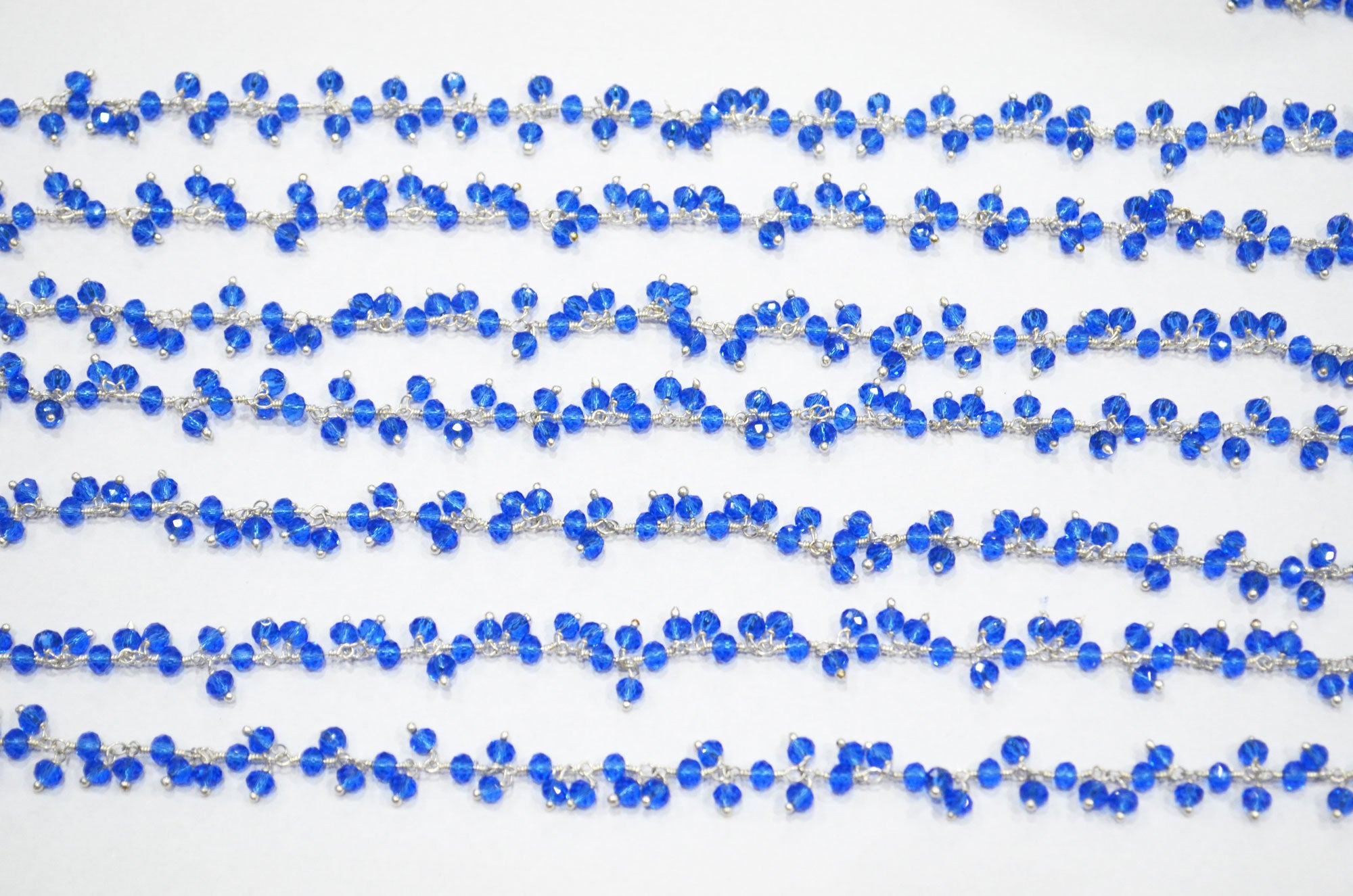 Blue Hydro Quartz Faceted Rondelle Shape Dangling Chain , 3 - 3.50 mm , RB-5392