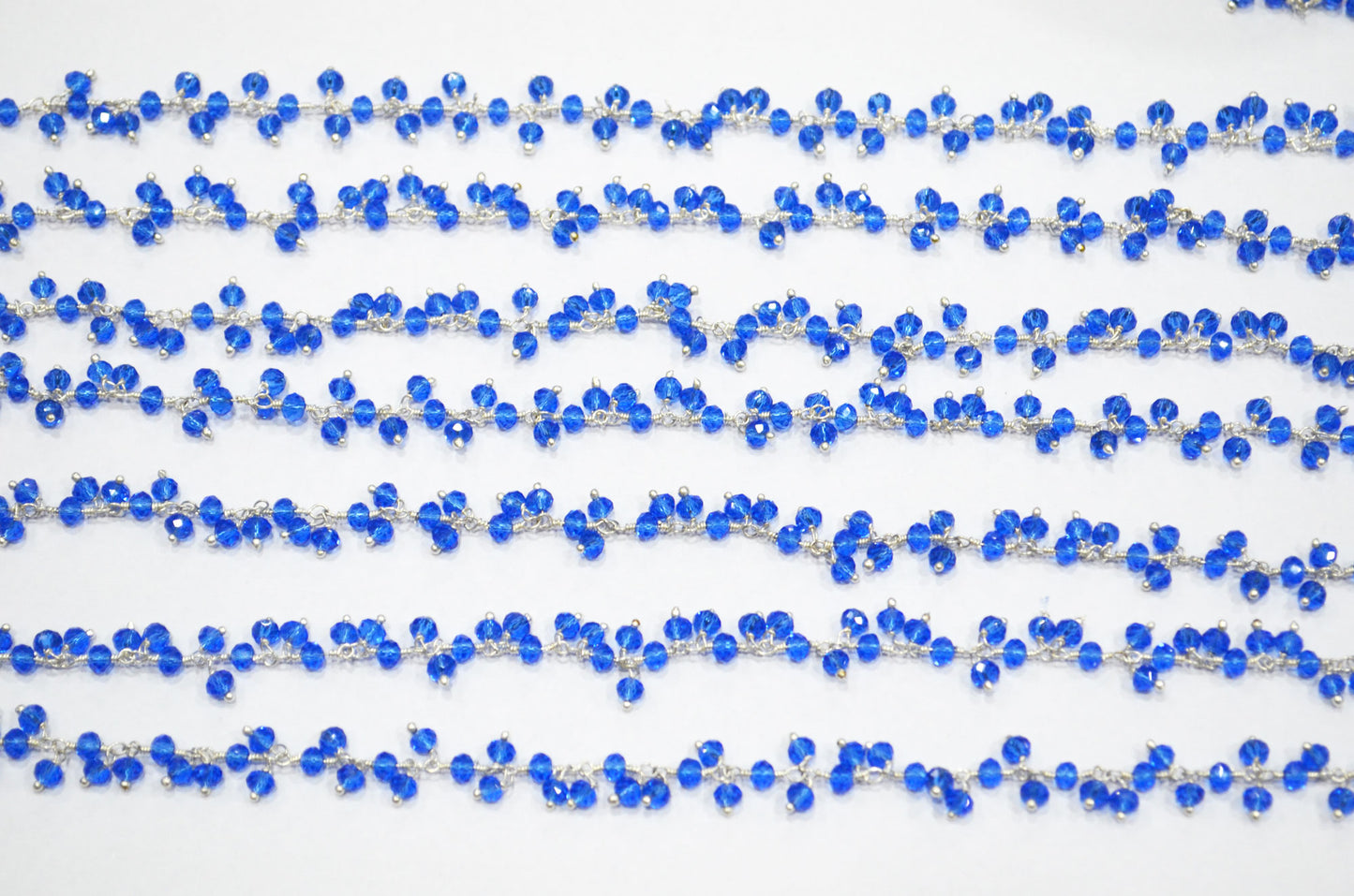 Blue Hydro Quartz Faceted Rondelle Shape Dangling Chain , 3 - 3.50 mm , RB-5392