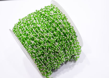 Peridot Hydro Quartz Faceted Rondelle Shape Dangling Chain , 3 - 3.50 mm , RB-5393