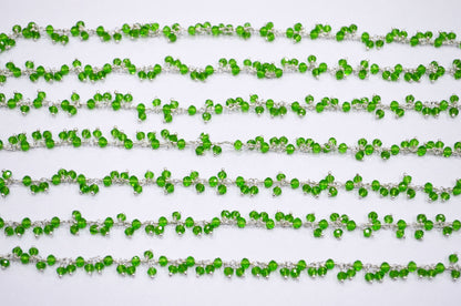 Peridot Hydro Quartz Faceted Rondelle Shape Dangling Chain , 3 - 3.50 mm , RB-5393