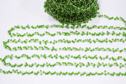 Peridot Hydro Quartz Faceted Rondelle Shape Dangling Chain , 3 - 3.50 mm , RB-5393