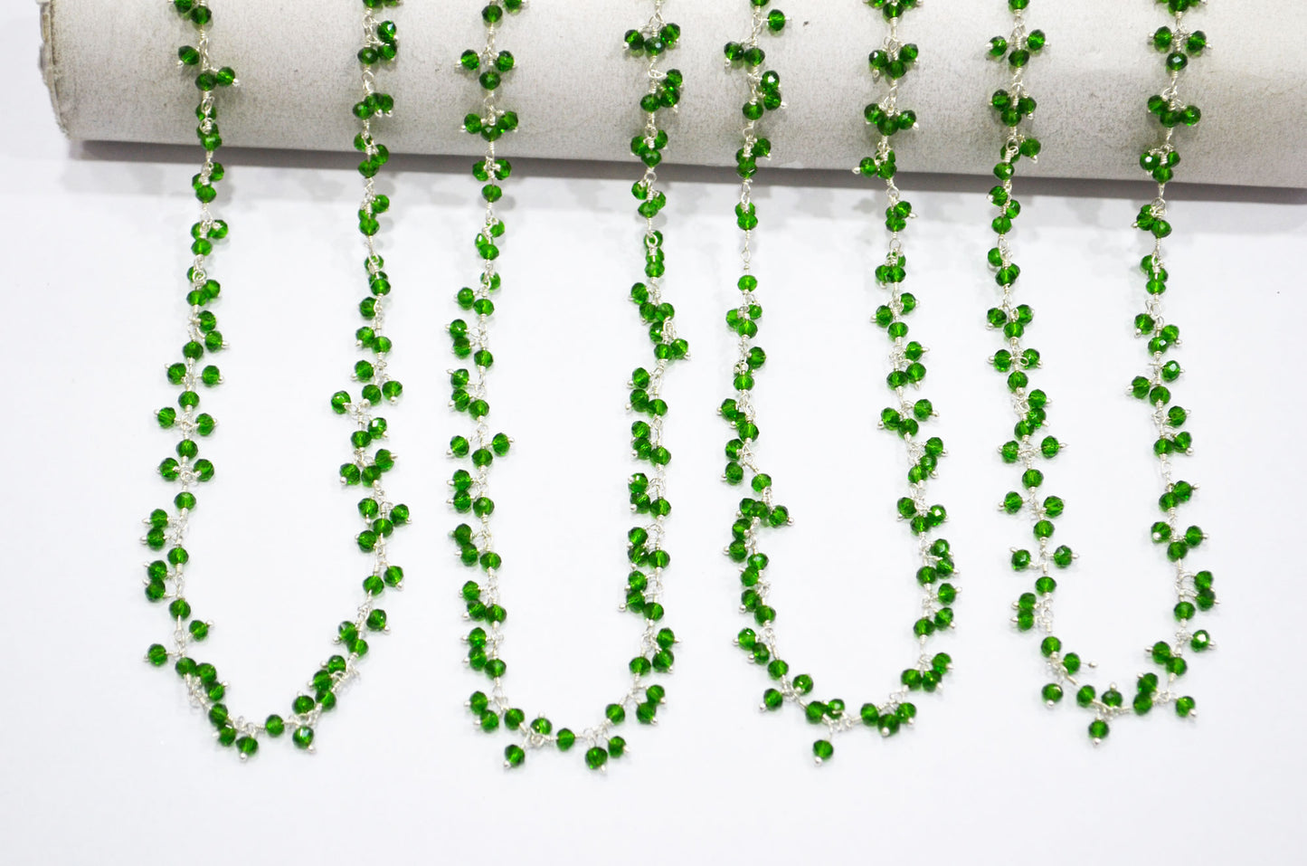 Chrome Hydro Quartz Faceted Rondelle Shape Dangling Chain , 3 - 3.50 mm , RB-5394