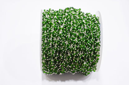 Chrome Hydro Quartz Faceted Rondelle Shape Dangling Chain , 3 - 3.50 mm , RB-5394