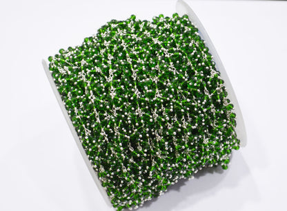 Chrome Hydro Quartz Faceted Rondelle Shape Dangling Chain , 3 - 3.50 mm , RB-5394