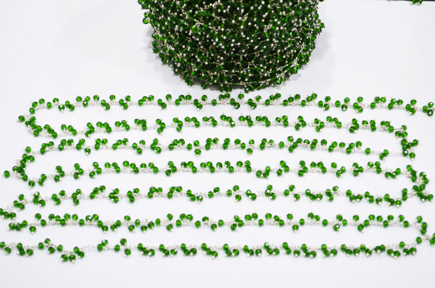 Chrome Hydro Quartz Faceted Rondelle Shape Dangling Chain , 3 - 3.50 mm , RB-5394