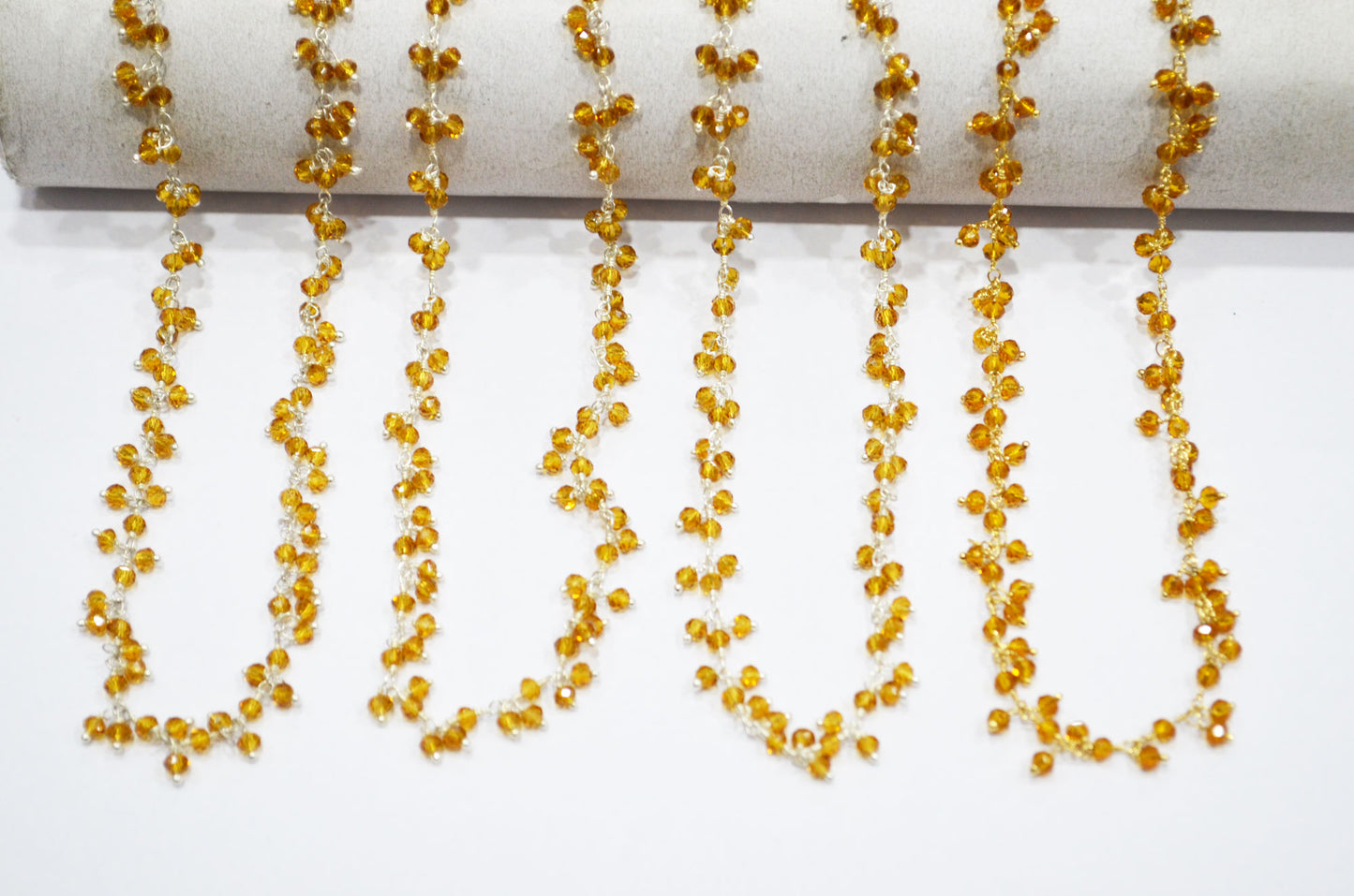 Citrine Hydro Quartz Faceted Rondelle Shape Dangling Chain , 3 - 3.50 mm , RB-5395