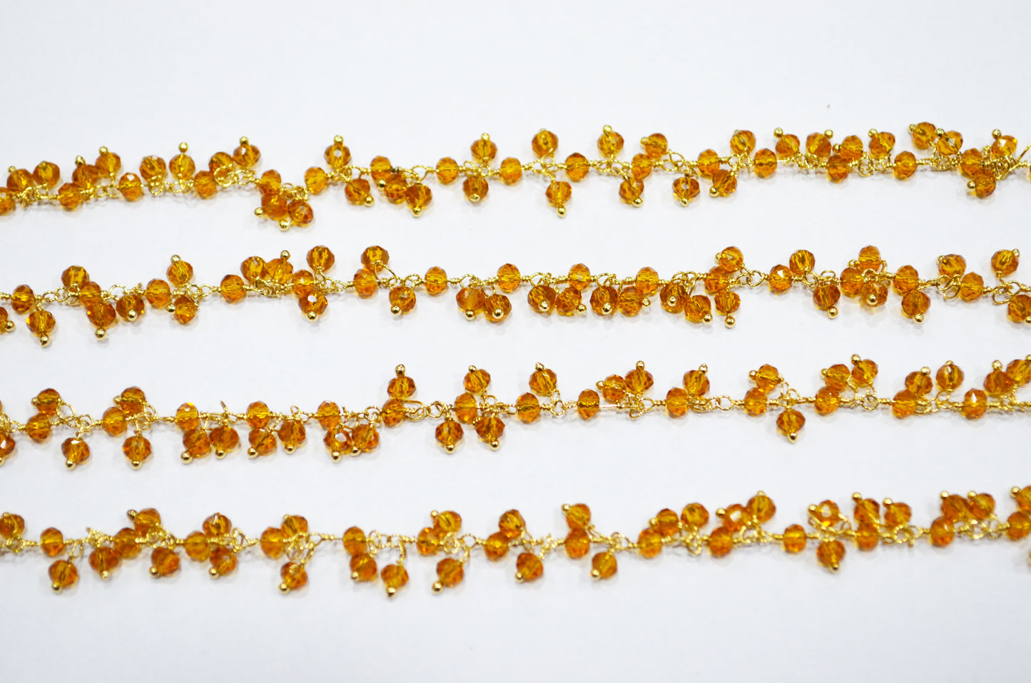 Citrine Hydro Quartz Faceted Rondelle Shape Dangling Chain , 3 - 3.50 mm , RB-5395