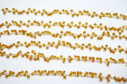 Citrine Hydro Quartz Faceted Rondelle Shape Dangling Chain , 3 - 3.50 mm , RB-5395