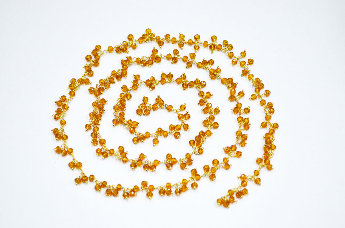 Citrine Hydro Quartz Faceted Rondelle Shape Dangling Chain , 3 - 3.50 mm , RB-5395