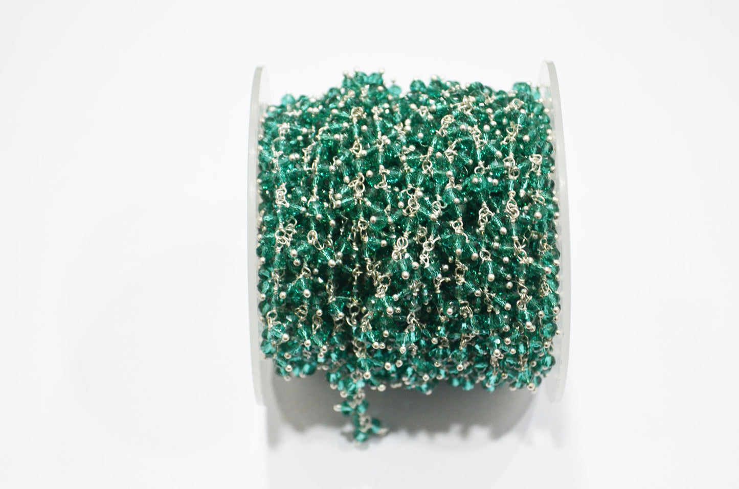 Green Hydro Quartz Faceted Rondelle Shape Dangling Chain , 3 - 3.50 mm , RB-5396