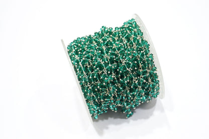 Green Hydro Quartz Faceted Rondelle Shape Dangling Chain , 3 - 3.50 mm , RB-5396