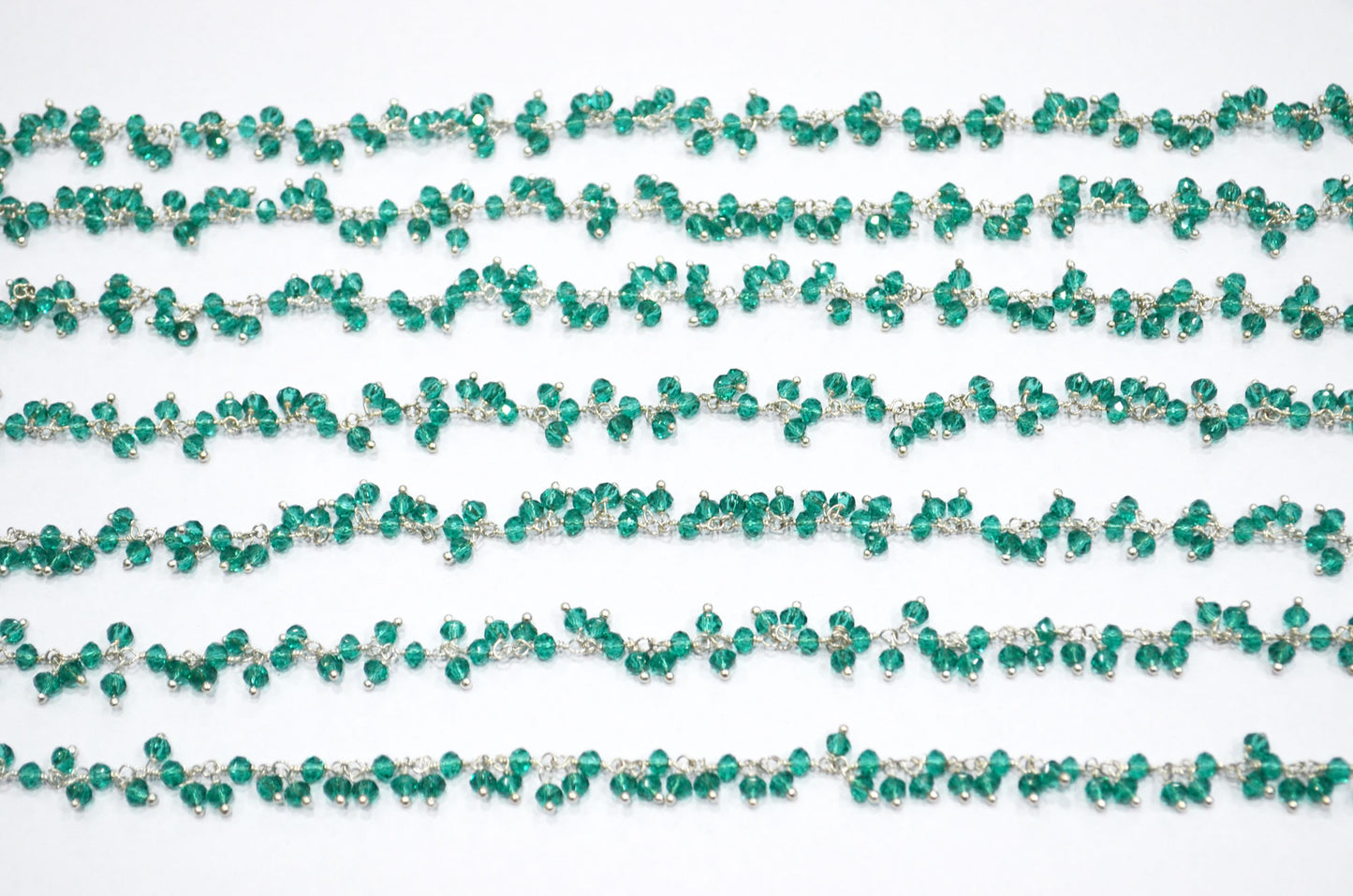 Green Hydro Quartz Faceted Rondelle Shape Dangling Chain , 3 - 3.50 mm , RB-5396