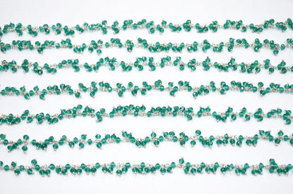 Green Hydro Quartz Faceted Rondelle Shape Dangling Chain , 3 - 3.50 mm , RB-5396