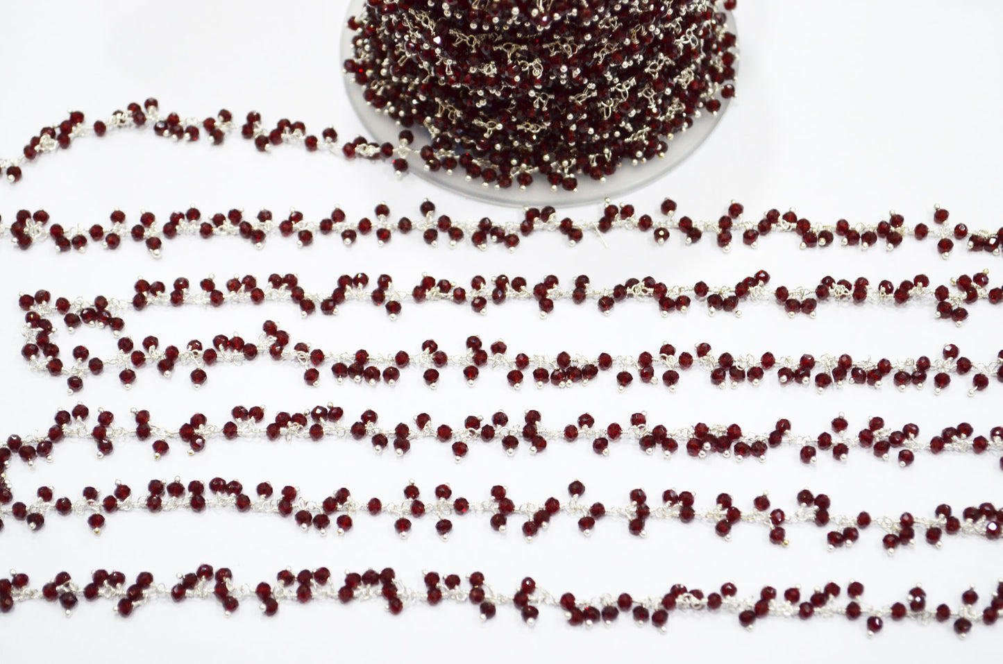 Hessonite Hydro Quartz Faceted Rondelle Shape Dangling Chain , 3 - 3.50 mm , RB-5397