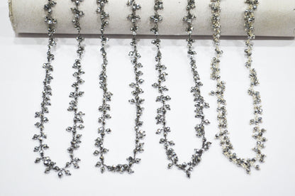 Pyrite Hydro Quartz Faceted Rondelle Shape Dangling Chain , 3 - 3.50 mm , RB-5398