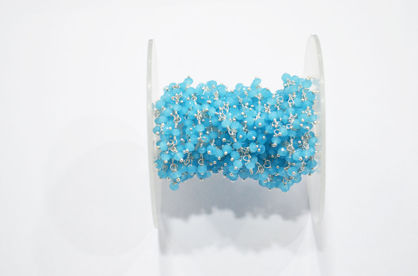 Aqua Hydro Quartz Faceted Rondelle Shape Dangling Chain , 3 - 3.50 mm , RB-5398A