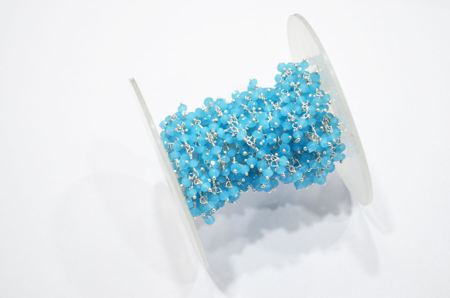 Aqua Hydro Quartz Faceted Rondelle Shape Dangling Chain , 3 - 3.50 mm , RB-5398A