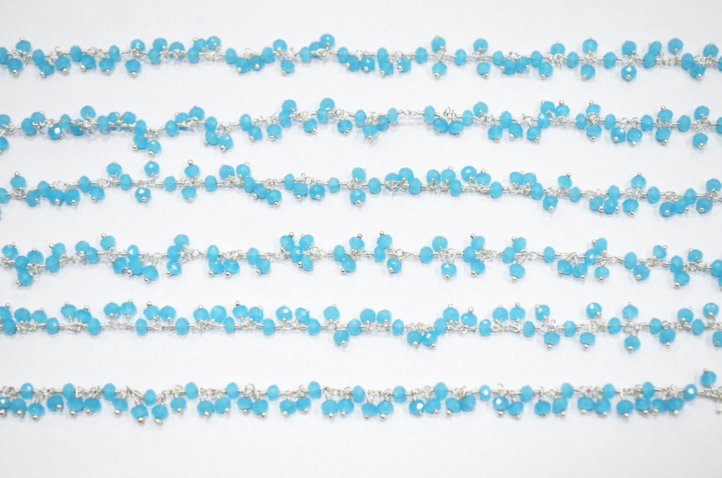 Aqua Hydro Quartz Faceted Rondelle Shape Dangling Chain , 3 - 3.50 mm , RB-5398A