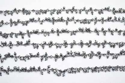 Pyrite Hydro Quartz Faceted Rondelle Shape Dangling Chain , 3 - 3.50 mm , RB-5398