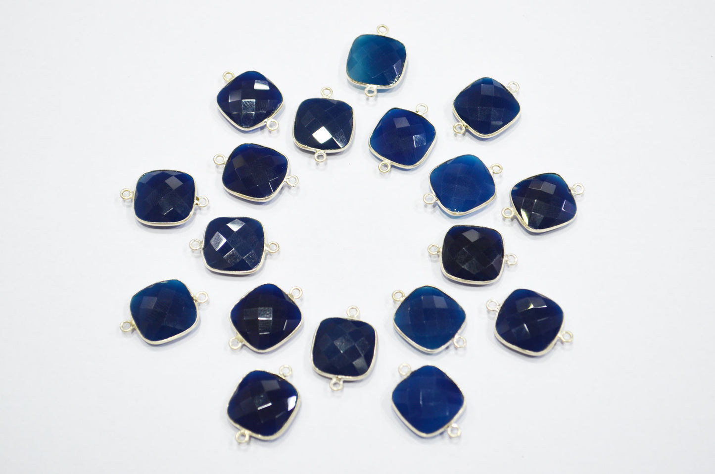 Sapphire Chalcedony Faceted Cushion Shape Connector , Sold By Piece , 16x22 mm , RB-5399