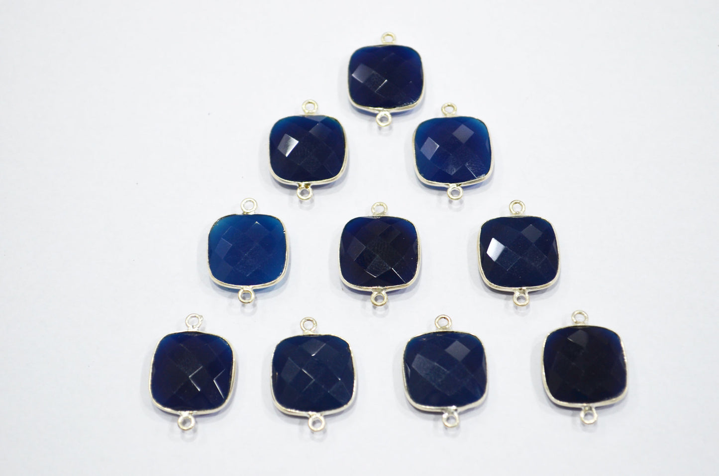 Sapphire Chalcedony Faceted Cushion Shape Connector , Sold By Piece , 16x22 mm , RB-5399