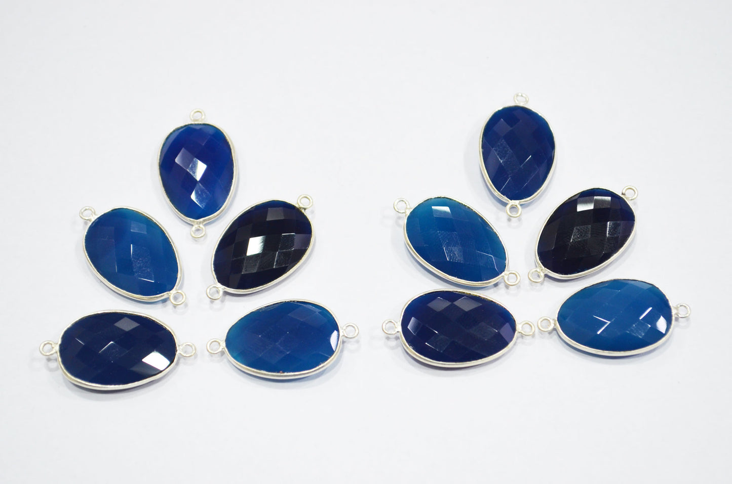 Sapphire Chalcedony Faceted Egg Shape Connector , Sold By Piece , 16x29 mm , RB-5400