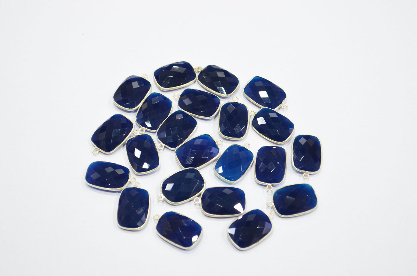 Sapphire Chalcedony Faceted Baguette Shape Connector , Sold By Piece , 15x24 mm , RB-5401