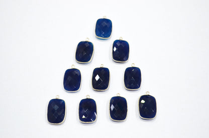 Sapphire Chalcedony Faceted Baguette Shape Connector , Sold By Piece , 15x24 mm , RB-5401