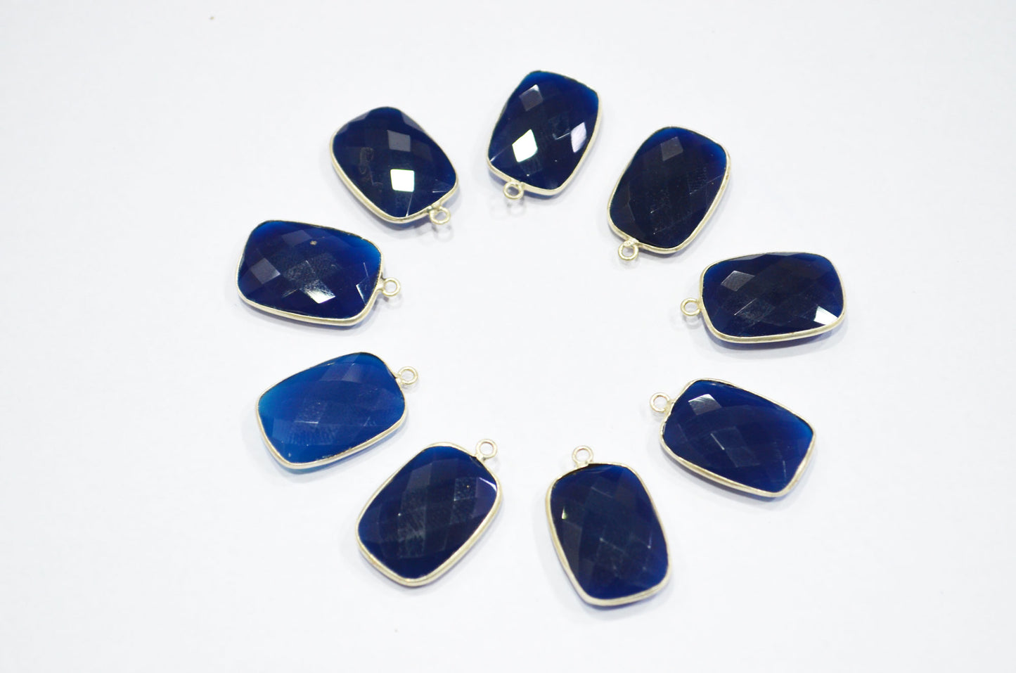Sapphire Chalcedony Faceted Baguette Shape Connector , Sold By Piece , 15x24 mm , RB-5401