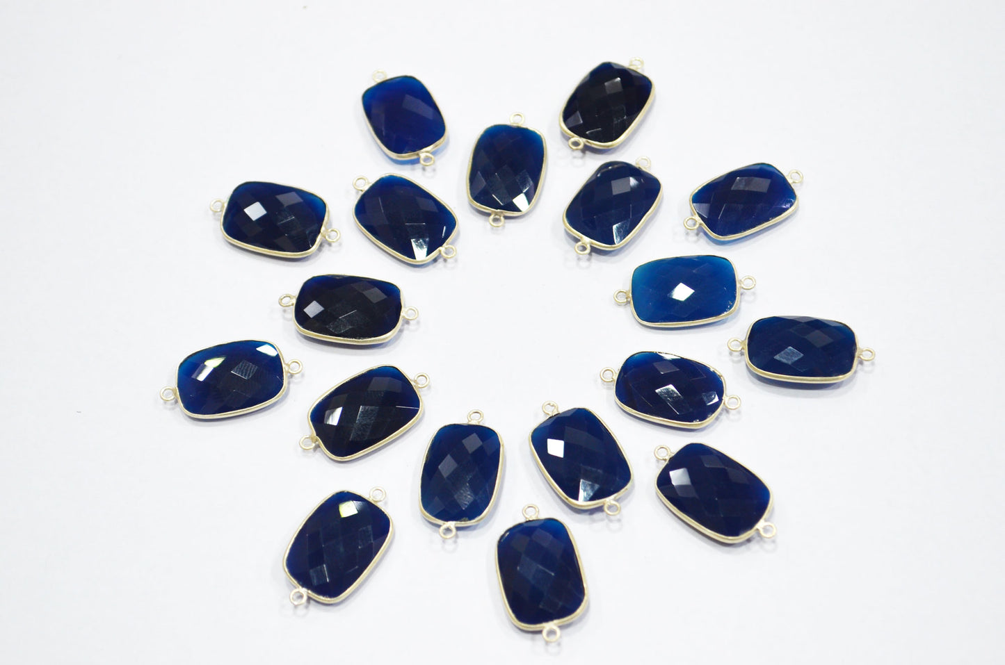 Sapphire Chalcedony Faceted Baguette Shape Connector , Sold By Piece , 15x27 mm , RB-5402