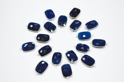 Sapphire Chalcedony Faceted Baguette Shape Connector , Sold By Piece , 15x27 mm , RB-5402